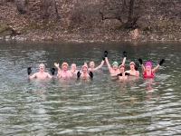 The &lsquo;Isarhechte&rsquo; club goes ice-bathing in the River Isar in Munich.