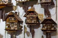 Cuckoo clocks in a souvenir shops in the inner city of Munich.