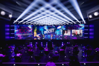 Blick auf die 120 m&sup2; LED Wand bei der Veranstaltung BMW Esports Boost  in M&uuml;nchen.