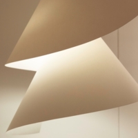 A curved lamp construction in a museum in Munich.