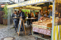 Ein Stand auf dem Viktualienmarkt in M&uuml;nchen.