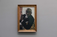 The painting "Self Portrait in Black" by Max Beckmann in the Pinakothek der Moderne in Munich.
