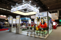 The exterior view of the simply Munich stand at IBTM.