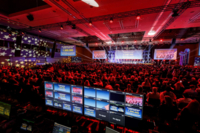 View into the packed hall of the International Congress Centre in Munich.