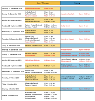 A chart with dates of available Wiesntisch places.