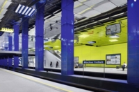 Underground station M&uuml;nchner Freiheit with the light design of Ingo Maurer in Munich.