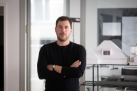 Portrait of the architect Alexander Fthenakis in his office.