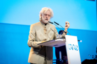 Bob Geldorf spricht beim One Young World Summit 2021 in M&uuml;nchen.