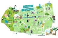 Eine illustrierte Karte des Müncher StadtviertelsNeuhausen-Nymphenburg.