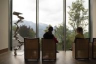 Blick in die Berge aus dem Franz Marc Museum in Kochel bei München