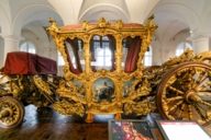 La carrozza d'oro di re Ludwig nel Marstallmuseum di Monaco di Baviera.