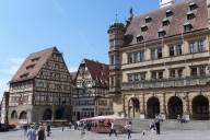 Market square in Rothenburg ob der Tauber in summer.