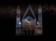 St. Ludwig's Church on Ludwigstraße in Munich is beautifully illuminated.