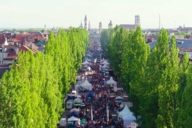 Drohnenansicht des Streetlife Festivals in München