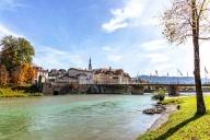 The spa town of Bad Tölz, photographed from the River Isar.
