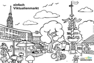 Schwarz-Weiss-Zeichnung vomViktualienmarkt