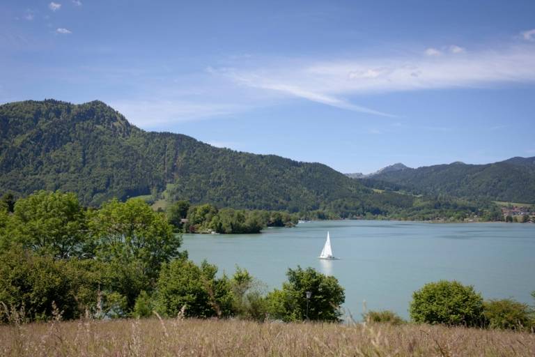 A sailing boat on the Tegernsee near Munich