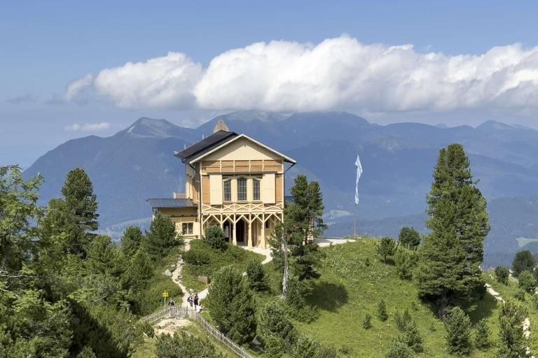 The Königshaus am Schachen was built by King Ludwig II and is situated in a picturesque setting in the Bavarian Alps.
