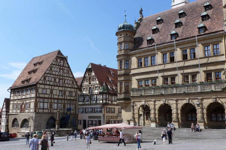 Market square in Rothenburg ob der Tauber in summer.