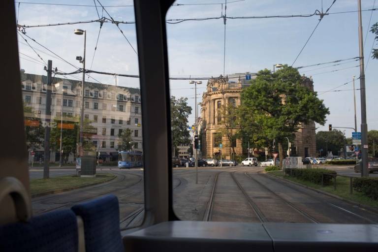 View from a tram on the Altstadtring in Munich.