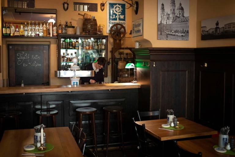 Interior view of the inn Burg Pappenheim in the Glockenbachviertel in Munich