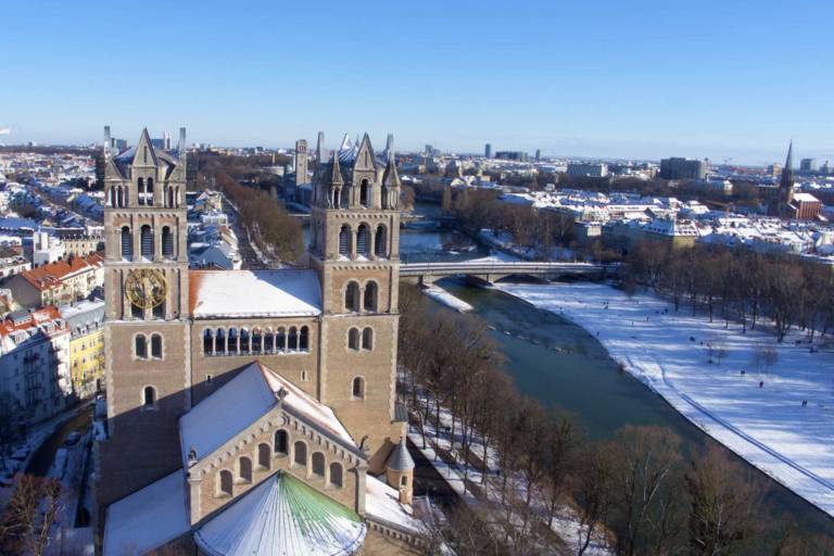 The St. Maximilian Church on the Isar in winter in Munich