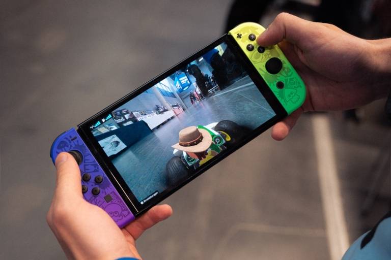 A Nintendo Switch at the GG Bavaria in Munich.