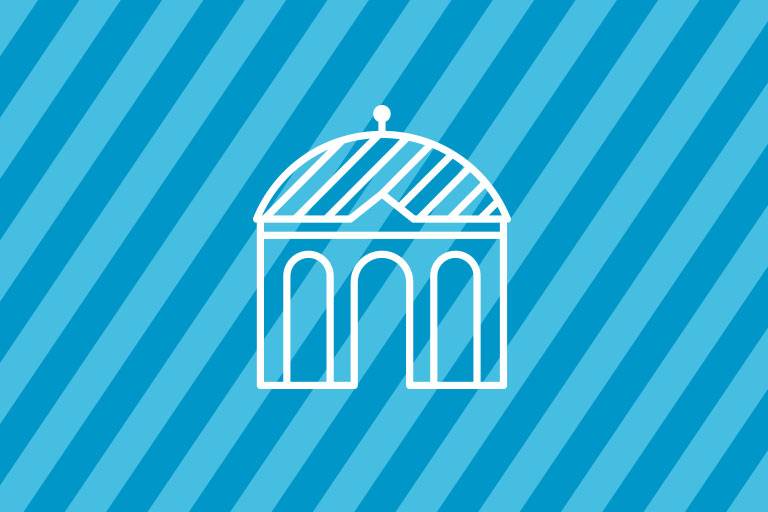 Dianatempel-Icon auf blauer Struktur